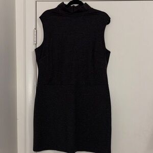 New York & Company Grey Sleeveless Mock-Neck Mini Dress